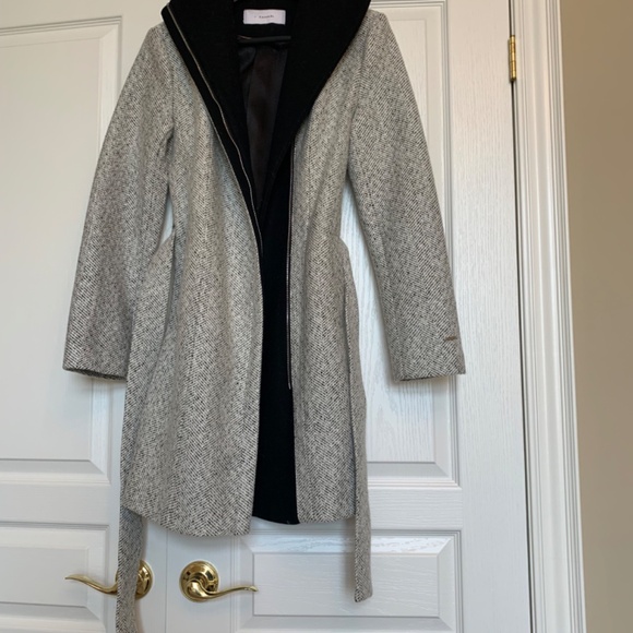 ZIP UP WINTER TAHARI WOOL-BLEND  BELTED COAT - SIZE S - Picture 4 of 11